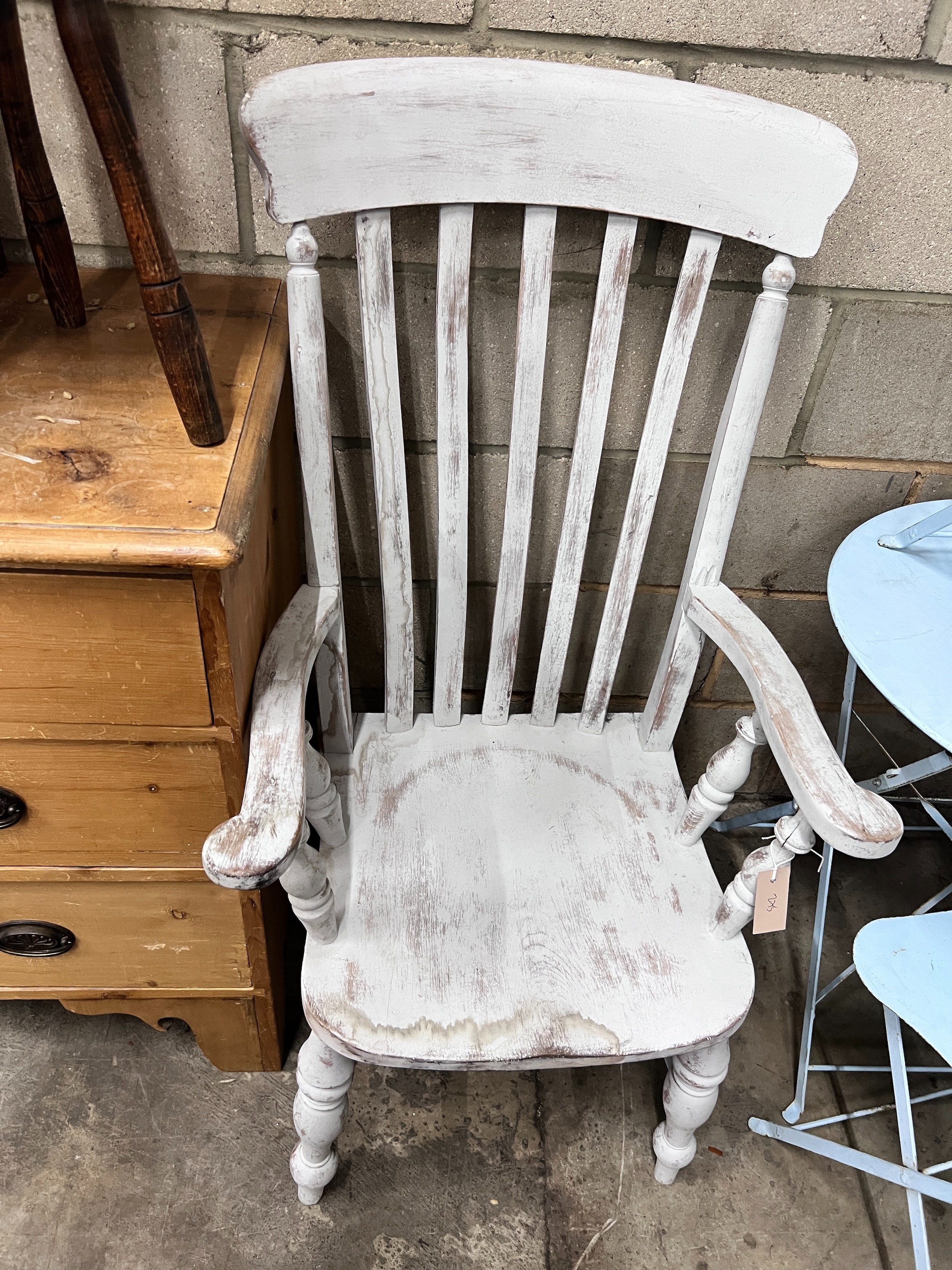 A white painted beech Windsor chair